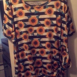 Women clothes sunflower shirt and floral jumpsuit